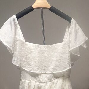 Something Navy Flowy White Dress